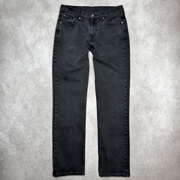 Levi's 514 Slim Straight Fit Jeans Men's 32x31 Black Faded Dark Denim Stretch - Picture 1 of 10